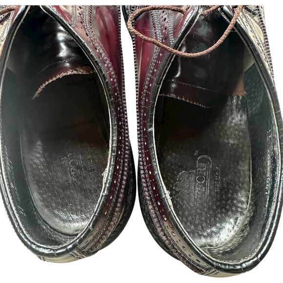 VTG Florsheim Imperial Kenmoor Longwing Brogue Oxfords Mens SZ 11D Burgundy USA - Picture 10 of 10